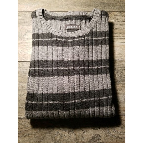 St Johns Bay Mens XL Long Sleeve Gray Stripe Sweater Winter Warm Cooler Weather - Picture 7 of 7